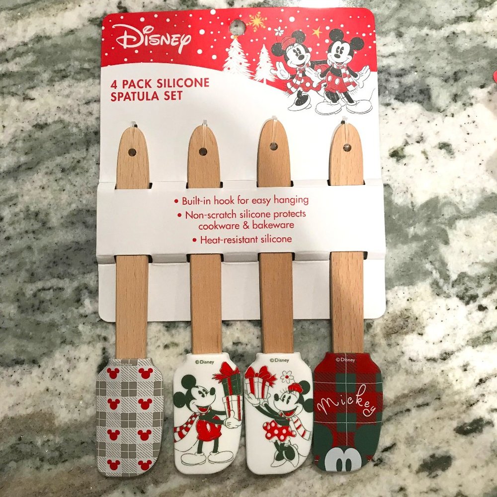 Disney Mickey & Minnie Mouse Christmas 4pk Mini Silicone Spatula Set NWT